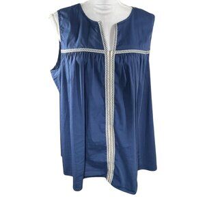 Bobeau Blue Sleeveless Tank Blouse Womens Plus 1X